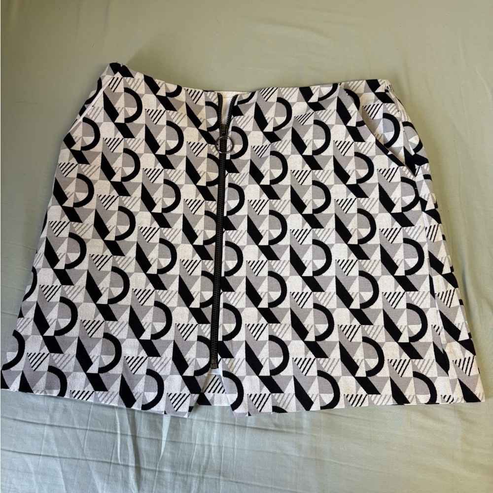 Geometric Black and White Skirt